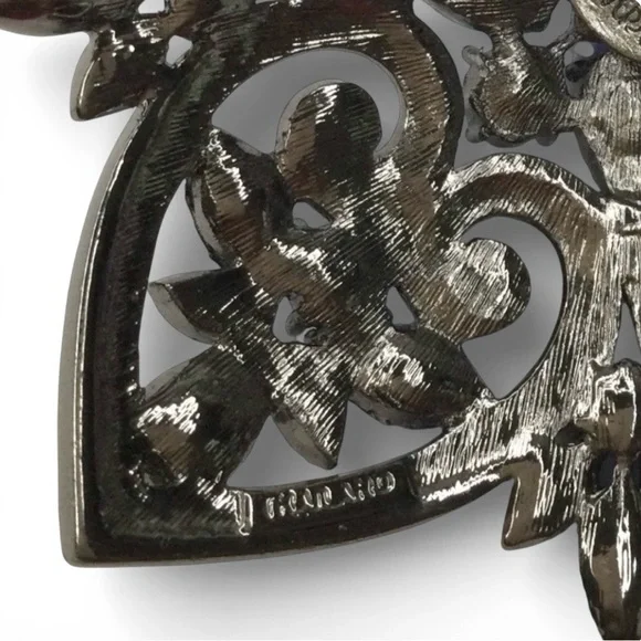 Vtg JOAN RIVERS Maltese Cross Brooch Rich Blues & AB Rhinestones Signed Thailand - Picture 12 of 14